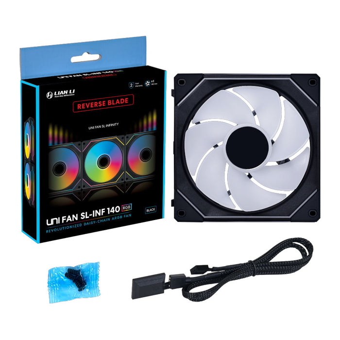 Lian-Li UNI FAN SL140 INF Reverse Blade Addressable RGB Black 140mm Fan