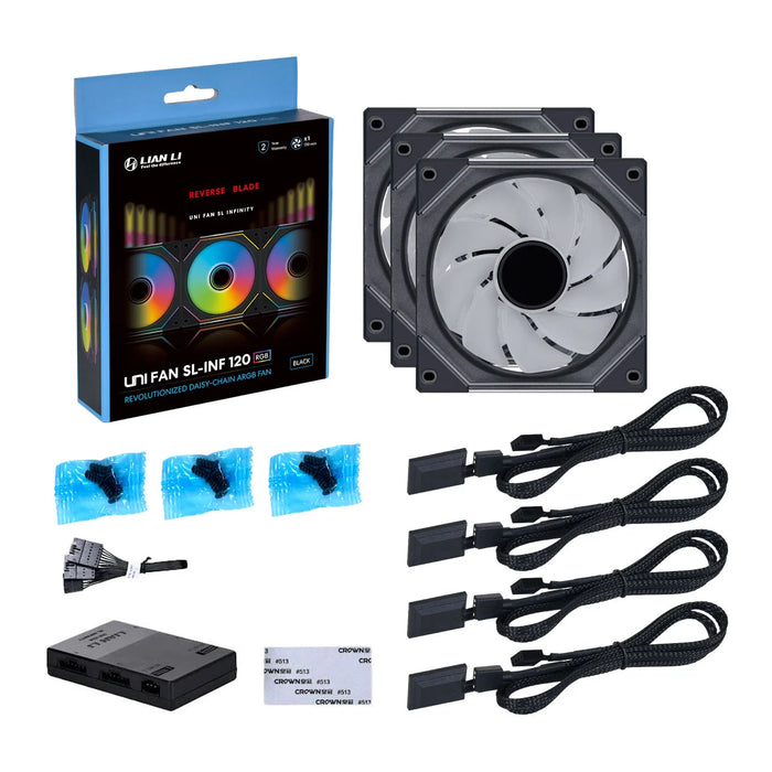 Lian-Li UNI FAN SL120 INF Reverse Blade A-RGB Black 120mm Triple Pack