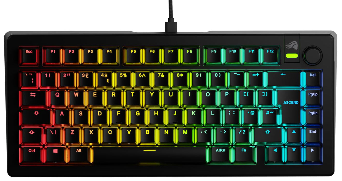Glorious GMMK 3 75% Prebuilt Wired Gaming Keyboard Fox Switches Black - UK Layout