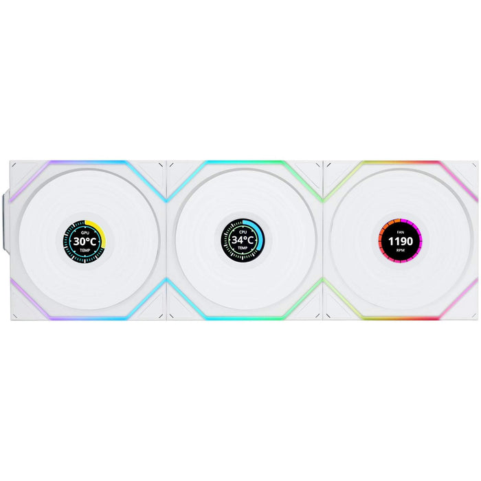 Lian-Li UNI FAN TL120 LCD Wireless Reverse ARGB White 120mm Triple Pack