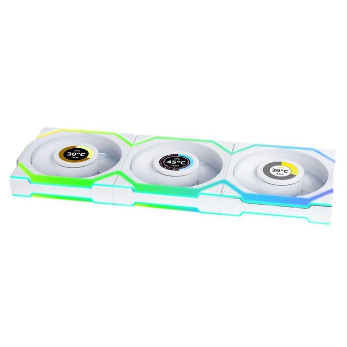 Lian-Li UNI SL120 Wireless LCD A-RGB White Reverse 120mm Triple Pack