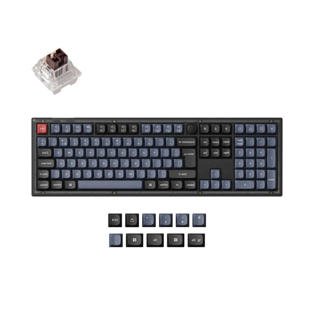 Keychron V6 Knob Frosted Black RGB Fullsize ISO UK PBT K Pro Brown