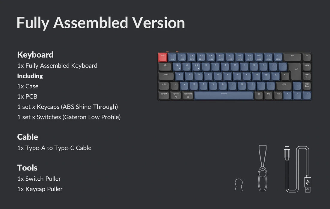 Keychron K7 Pro RGB 65% ISO UK Hot-Swap Low Profile Gateron Red