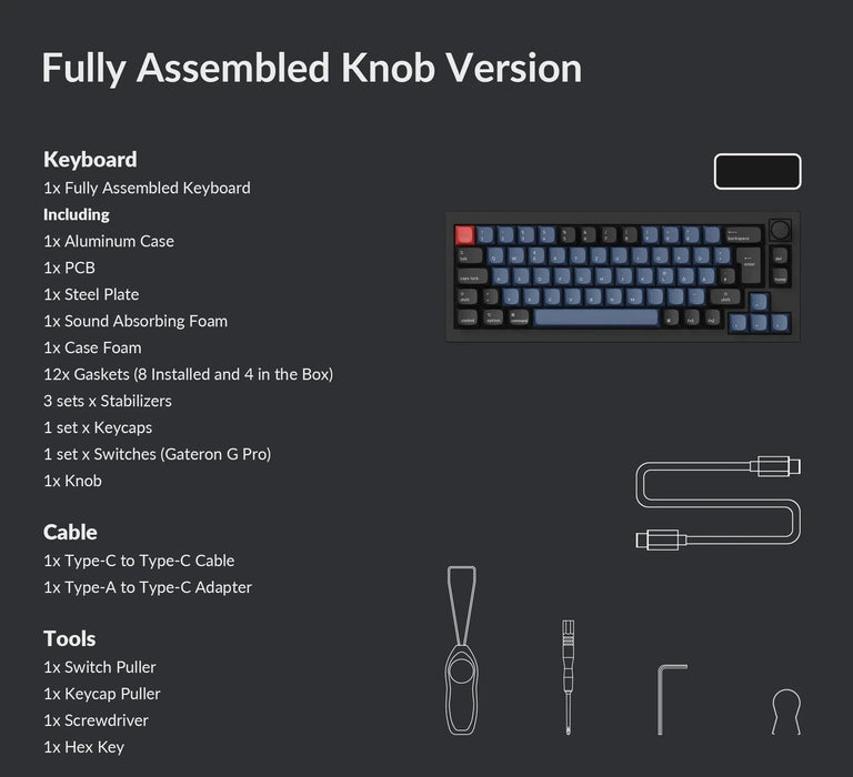 Keychron Q2 Knob Carbon Black RGB 65% ISO UK Gateron G Pro Brown