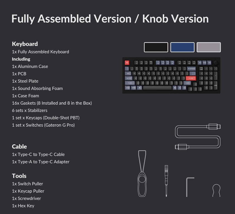 Keychron Q5 Knob Carbon Black RGB 96% ISO UK Gateron G Pro Red