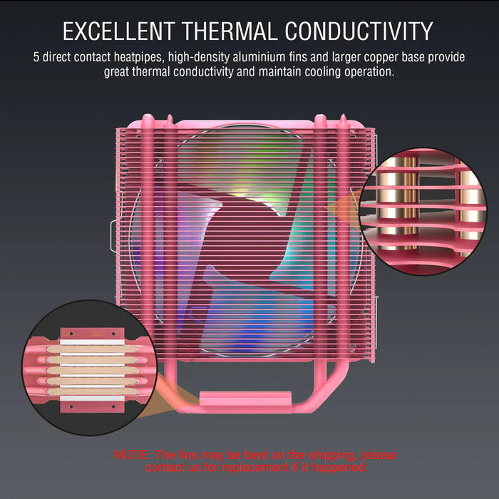 Vetroo V5 Pink ARGB CPU Tower Cooler