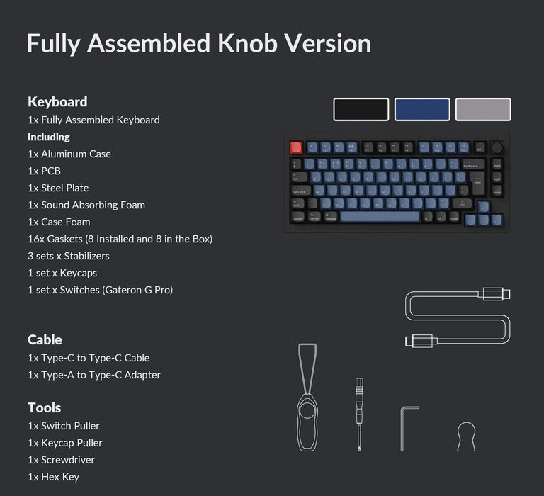 Keychron Q1 Knob QMK Carbon Black RGB 75% ISO UK Gateron Brown