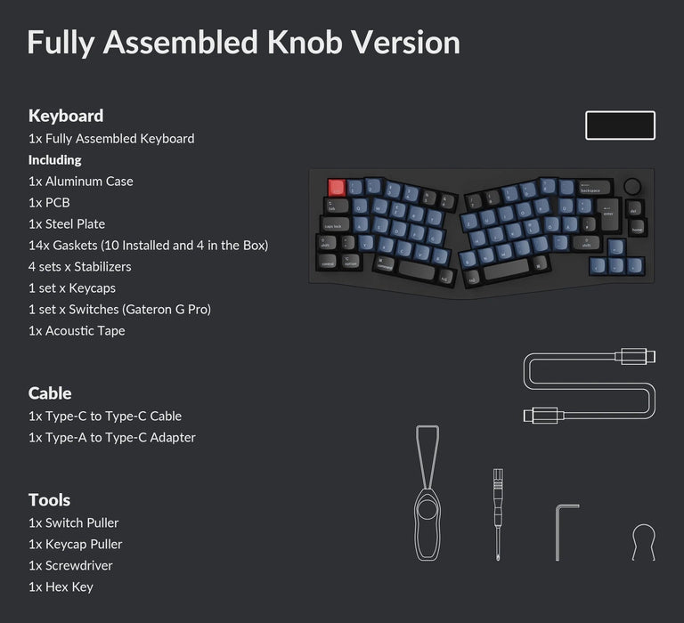 Keychron Q8 Knob RGB Alice Ergonomic UK ISO Gateron Red